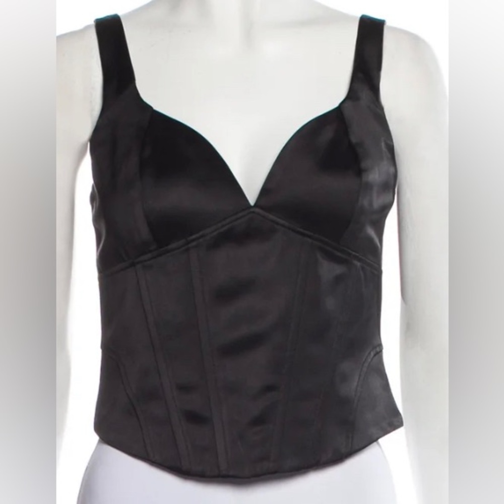 NEW JasonWu Black Satin Corset Bustier Top Small NWT $190